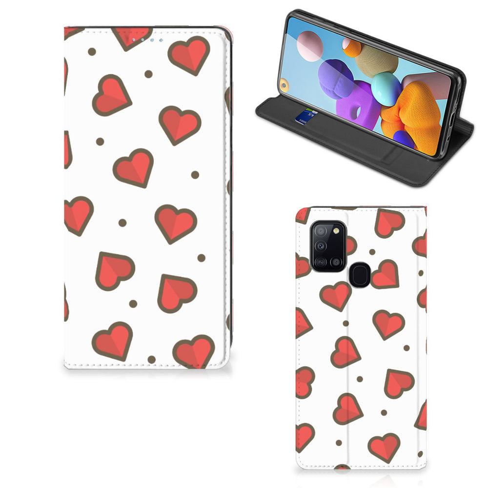 Samsung Galaxy A21s Hoesje met Magneet Hearts