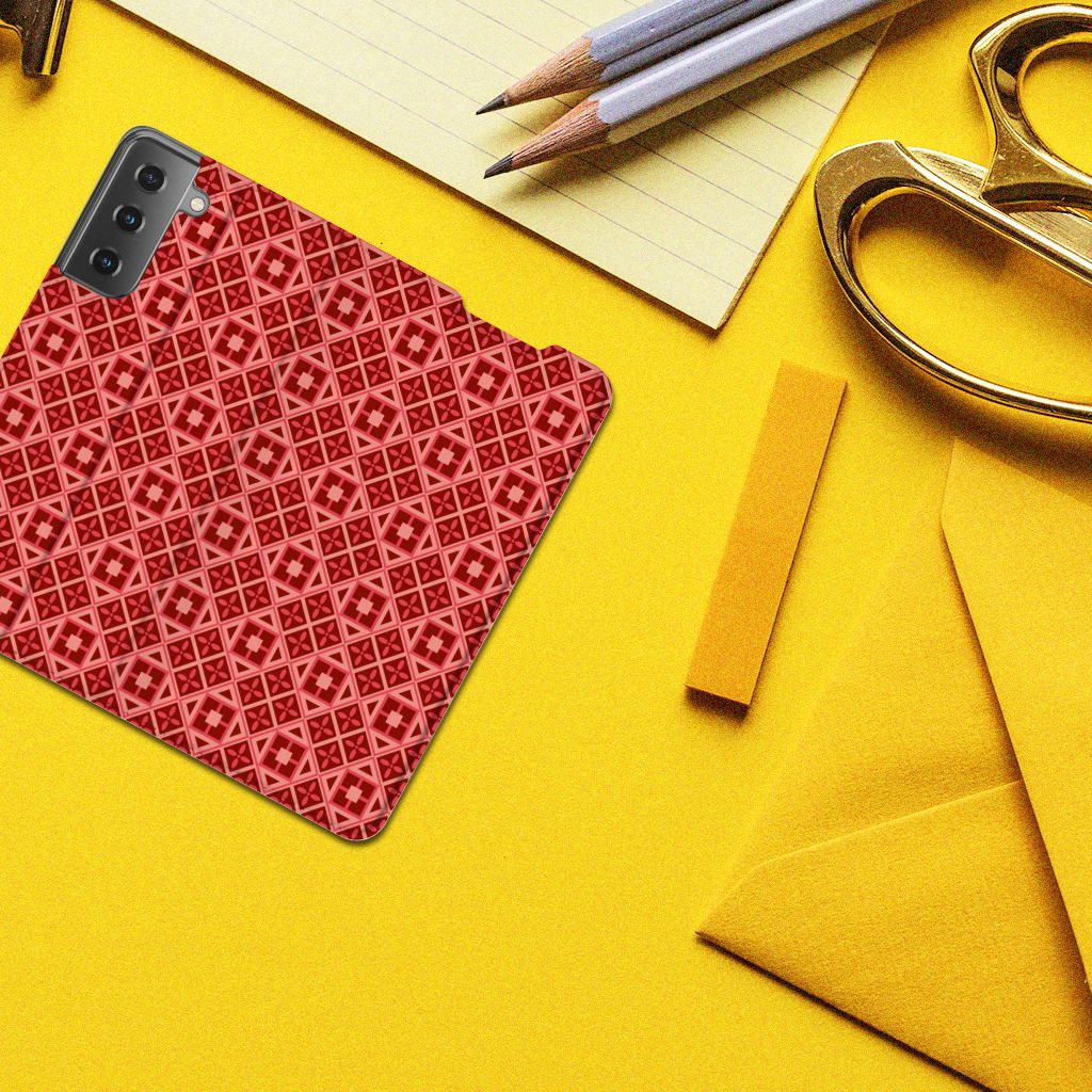 Samsung Galaxy S21 Hoesje met Magneet Batik Rood - B2C Telecom