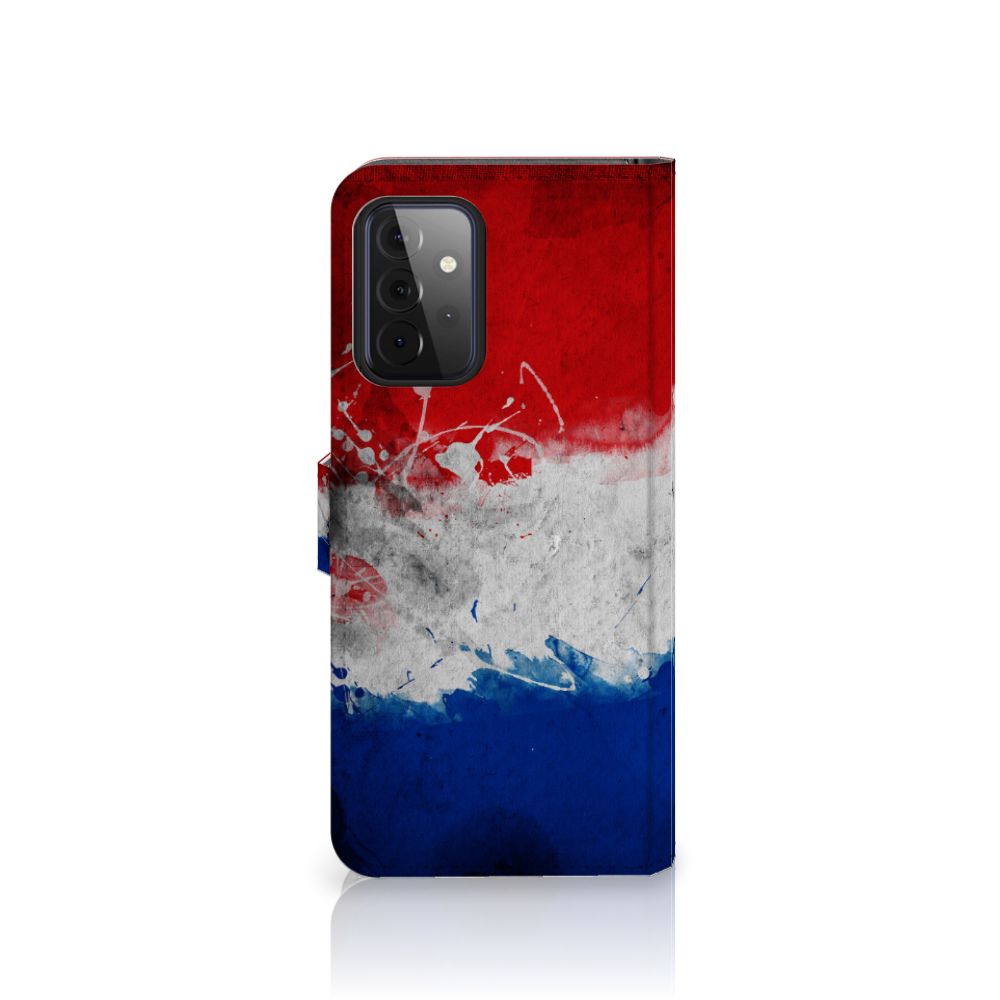 Samsung Galaxy A72 Bookstyle Case Nederland met artistiek design van de Nederlandse vlag.