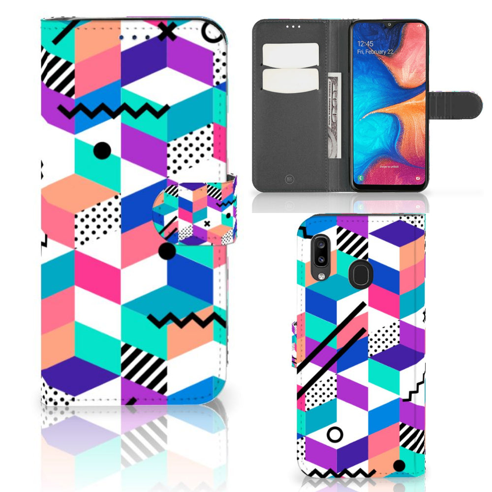 Samsung Galaxy A30 Book Case Blokken Kleurrijk