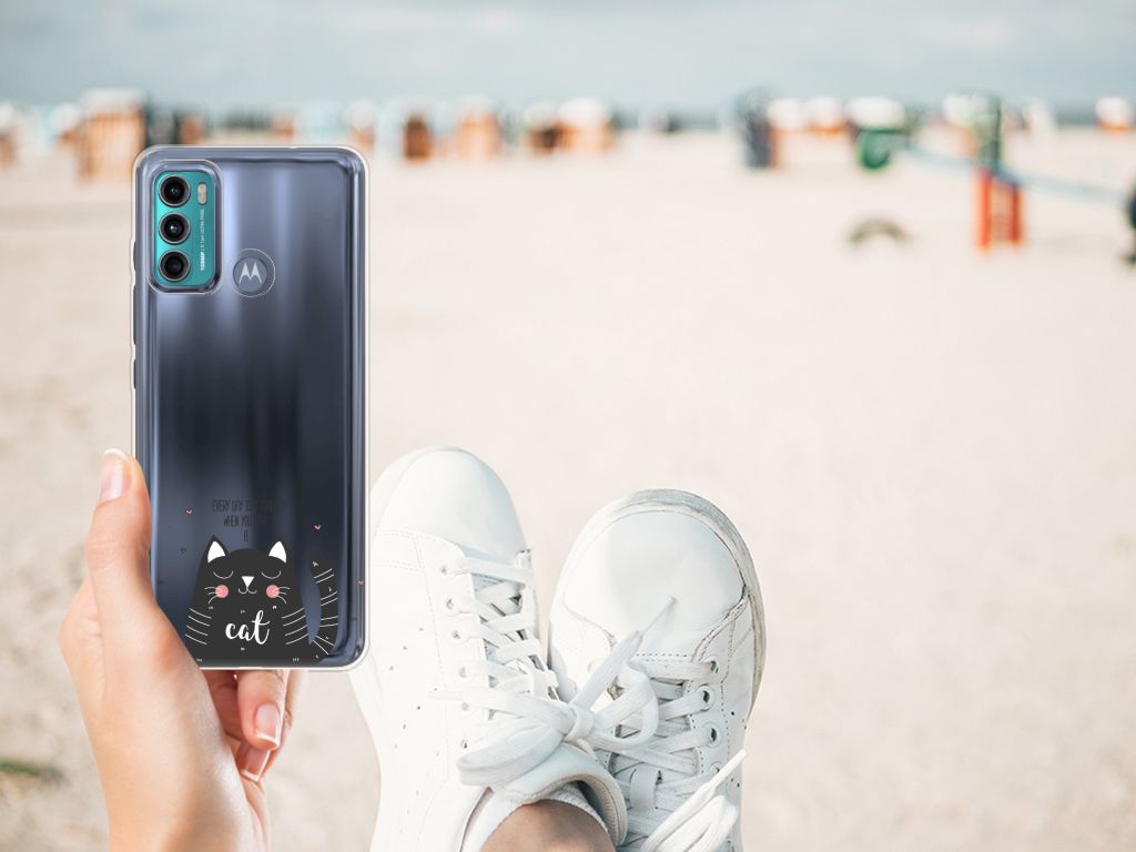 Motorola Moto G60 Telefoonhoesje met Naam Cat Good Day B2C Telecom