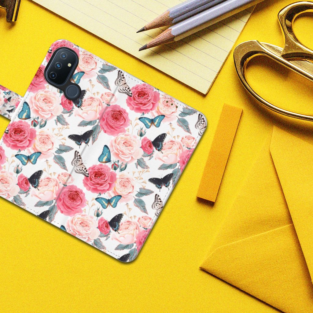 OnePlus Nord N100 Hoesje Butterfly Roses