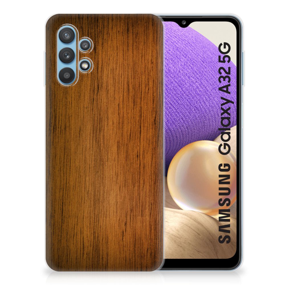 Samsung Galaxy A32 5G Bumper Hoesje Donker Hout