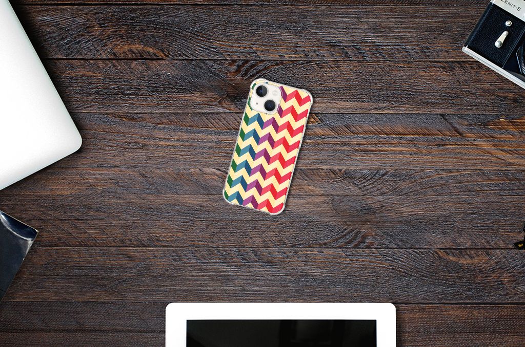 iPhone 13 Doorzichtige Silicone Hoesje Zigzag Multi Color B2C Telecom