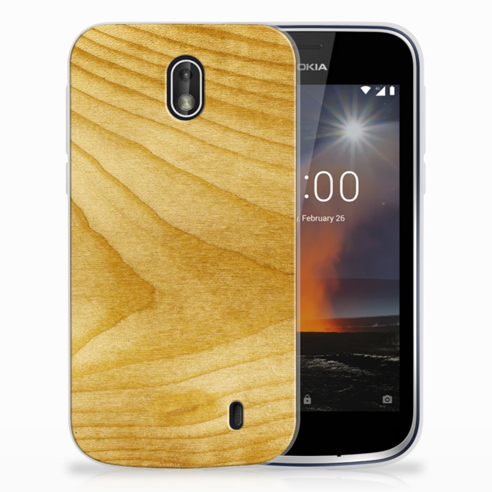 Nokia 1 Bumper Hoesje Licht Hout