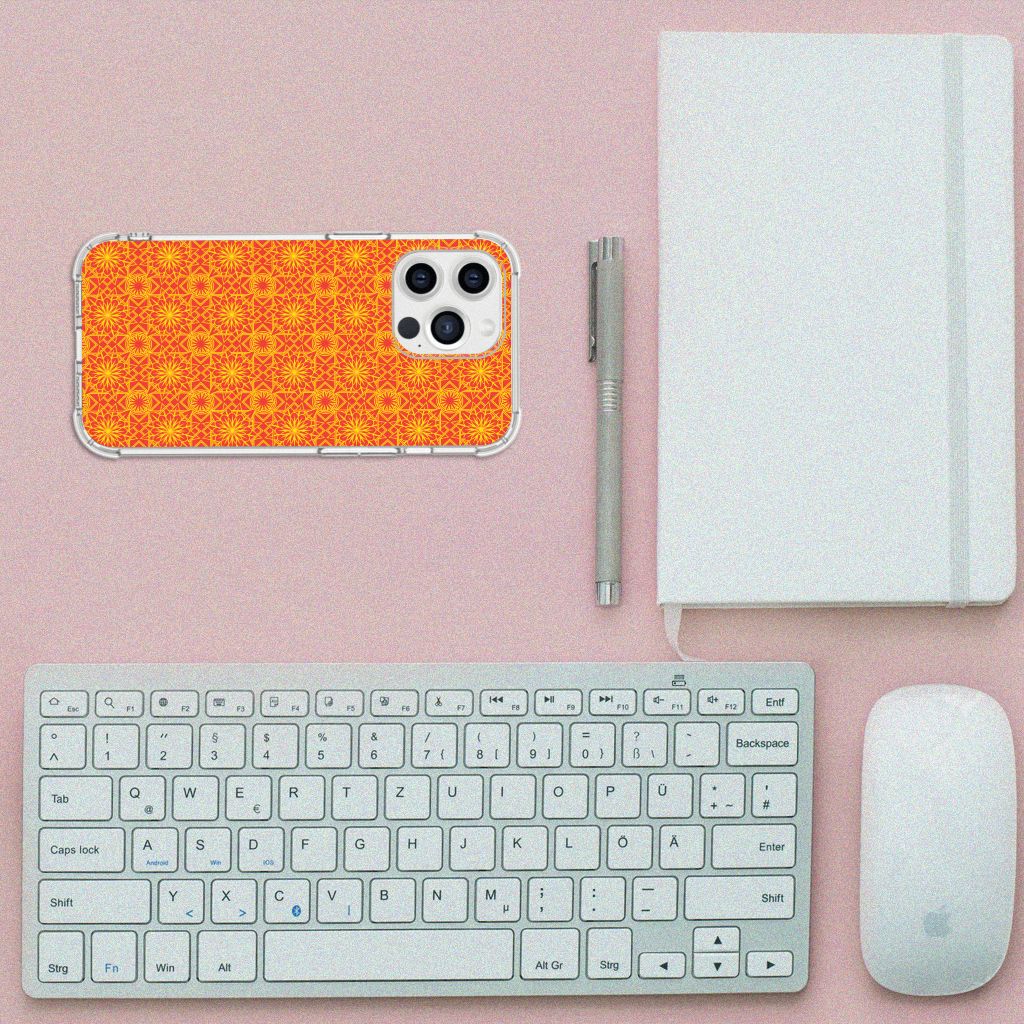 iPhone 13 Pro Max Doorzichtige Silicone Hoesje Batik Oranje - B2C Telecom