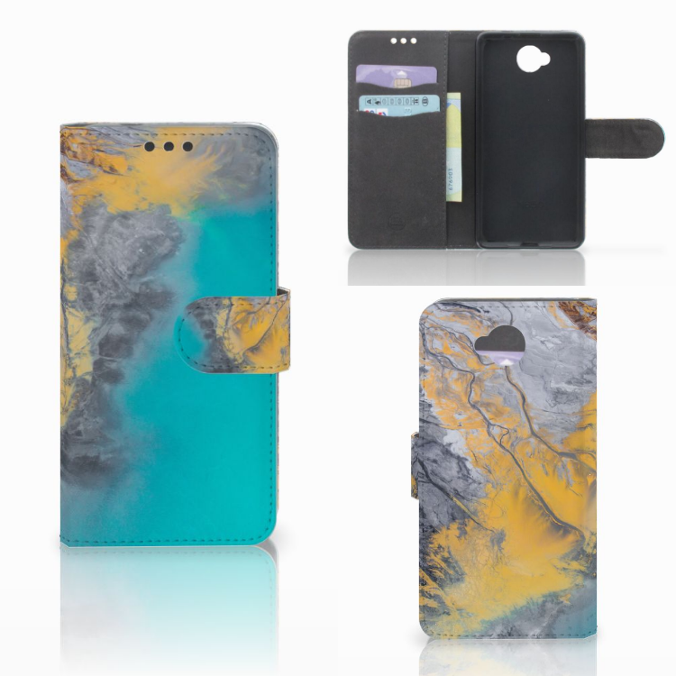 Microsoft Lumia 650 Bookcase Marble Blue Gold