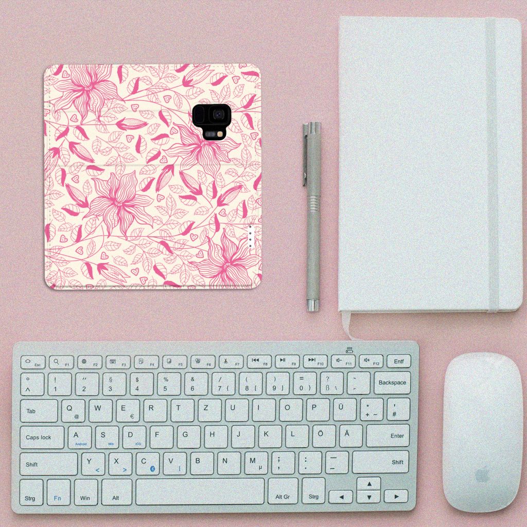 Samsung Galaxy S9 Smart Cover Pink Flowers