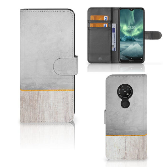 Nokia 7.2 | Nokia 6.2 Book Style Case Wood Concrete