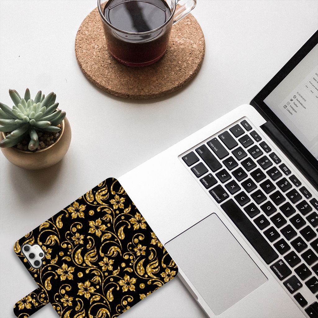 Samsung Galaxy A32 5G Hoesje Gouden Bloemen