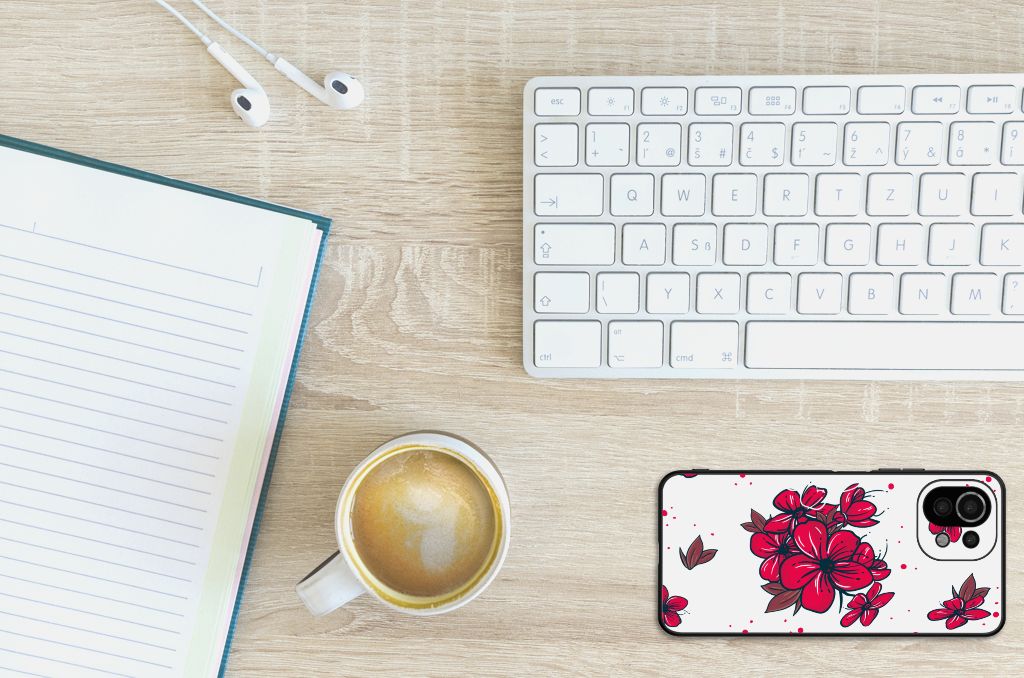 Xiaomi 11 Lite 5G NE | Mi 11 Lite Bloemen Hoesje Blossom Red B2C Telecom