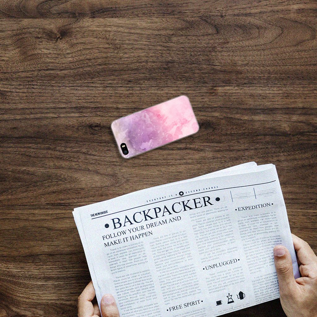 Hoesje maken Apple iPhone SE | 5S Pink Purple Paint