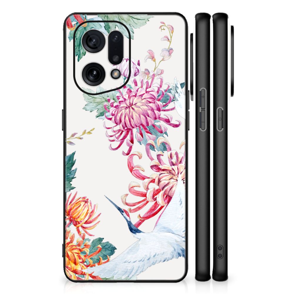 OPPO Find X5 Dierenprint Telefoonhoesje Bird Flowers B2C Telecom