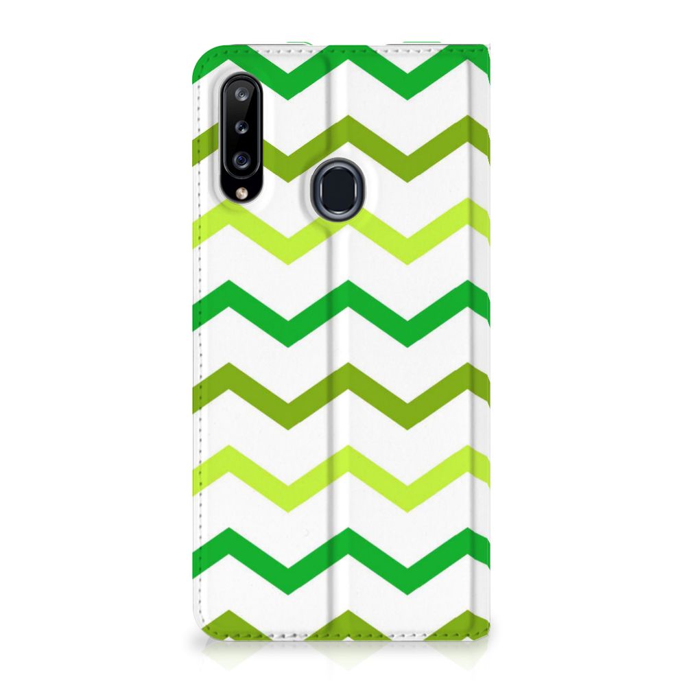 Samsung Galaxy A20s Hoesje met Magneet Zigzag Groen - B2C Telecom