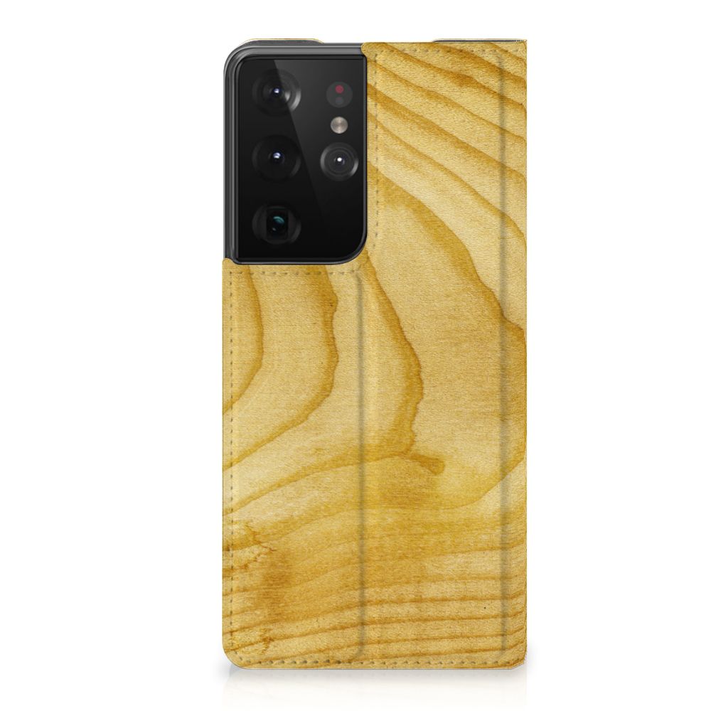 Samsung Galaxy S21 Ultra Book Wallet Case Licht Hout - B2C Telecom