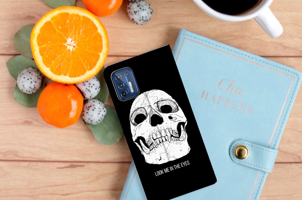 Mobiel BookCase Motorola Moto G9 Plus Skull Eyes - B2C Telecom