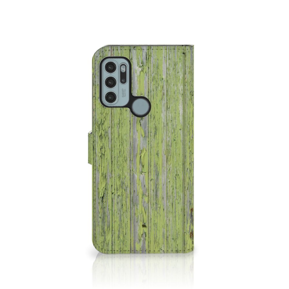 Motorola Moto G60s Book Style Case Green Wood