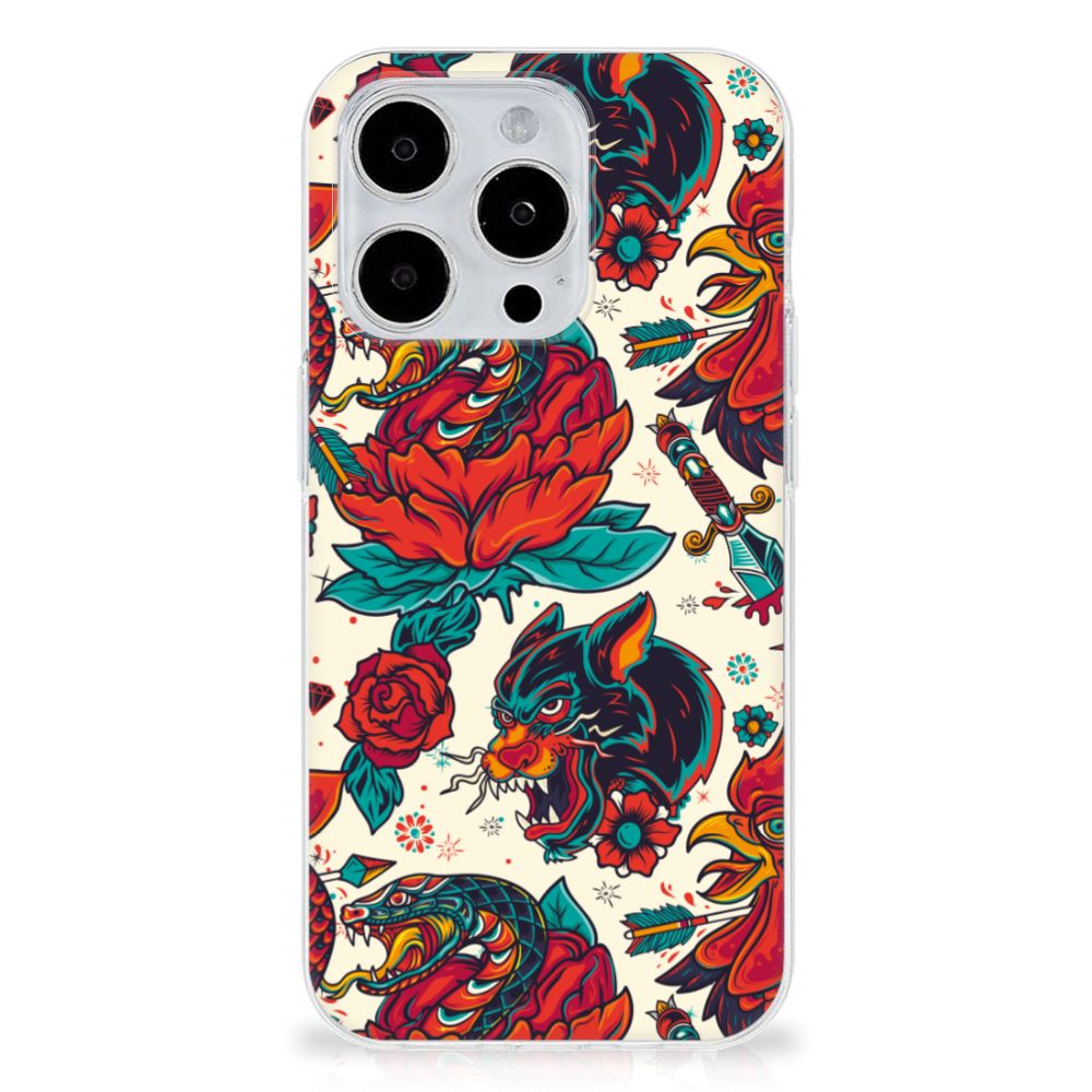 Siliconen Hoesje met foto voor iPhone 15 Pro Max Old Skool