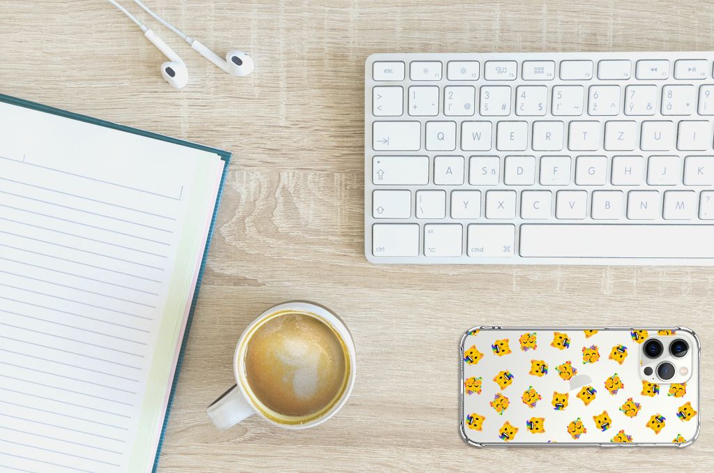 Doorzichtige Silicone Hoesje voor iPhone 12 Pro Max Katten Emojis B2C Telecom