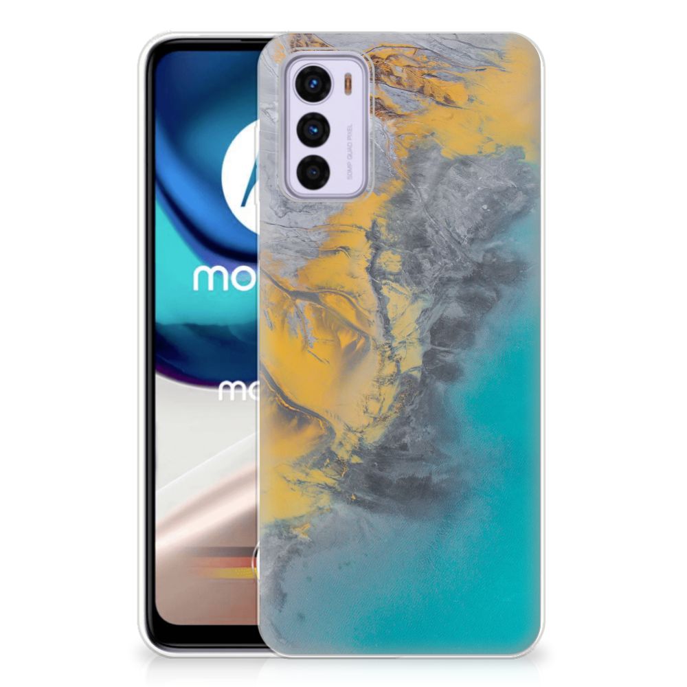 Motorola Moto G42 TPU Siliconen Hoesje Marble Blue Gold B2C Telecom