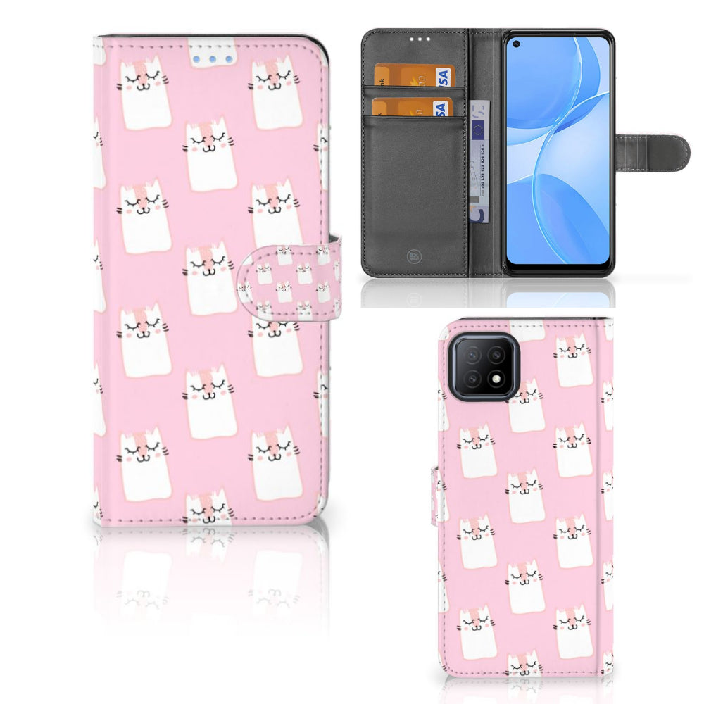 OPPO A73 5G Telefoonhoesje met Pasjes Sleeping Cats