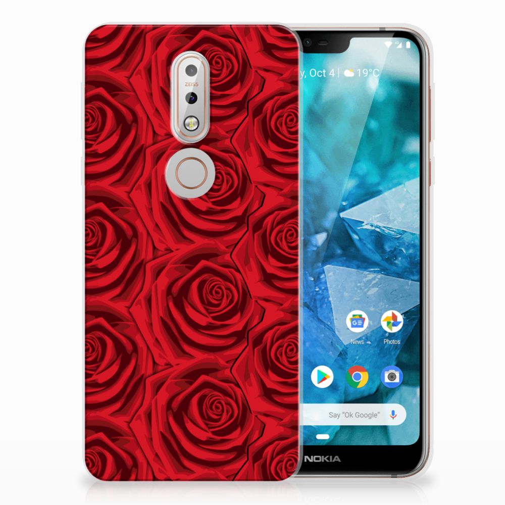 Nokia 7.1 TPU Case Red Roses