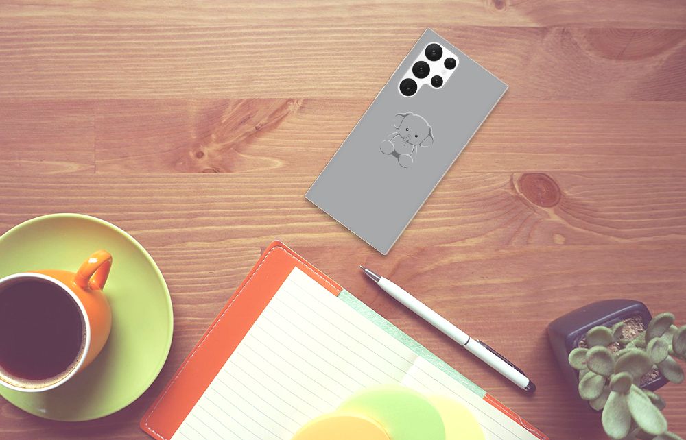 Samsung Galaxy S22 Ultra Telefoonhoesje met Naam Grijs Baby Olifant B2C Telecom