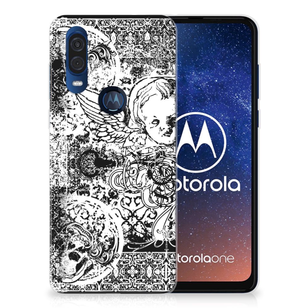 Silicone Back Case Motorola One Vision Skulls Angel