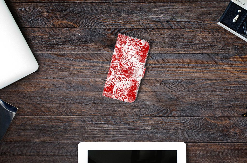 Telefoonhoesje met Naam Apple iPhone 13 Angel Skull Rood