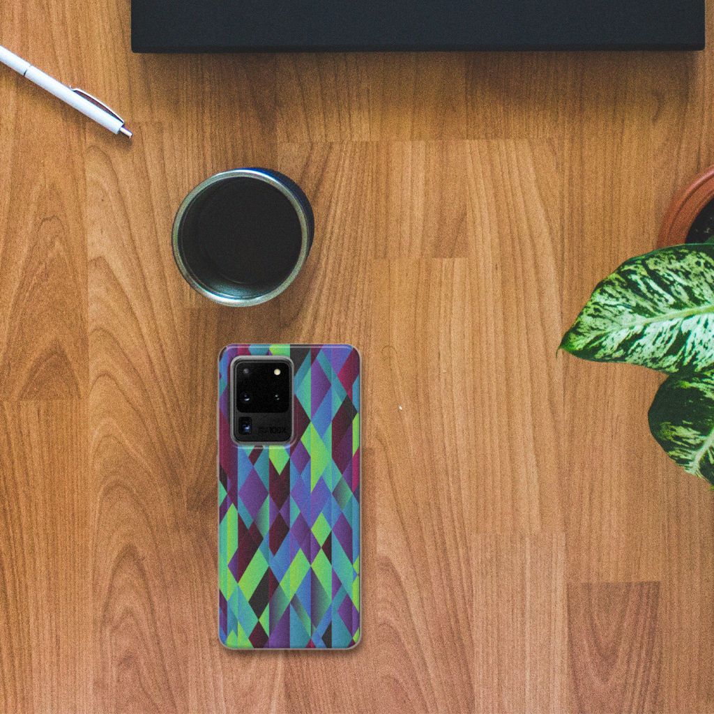 Samsung Galaxy S20 Ultra TPU Hoesje Abstract Green Blue B2C Telecom