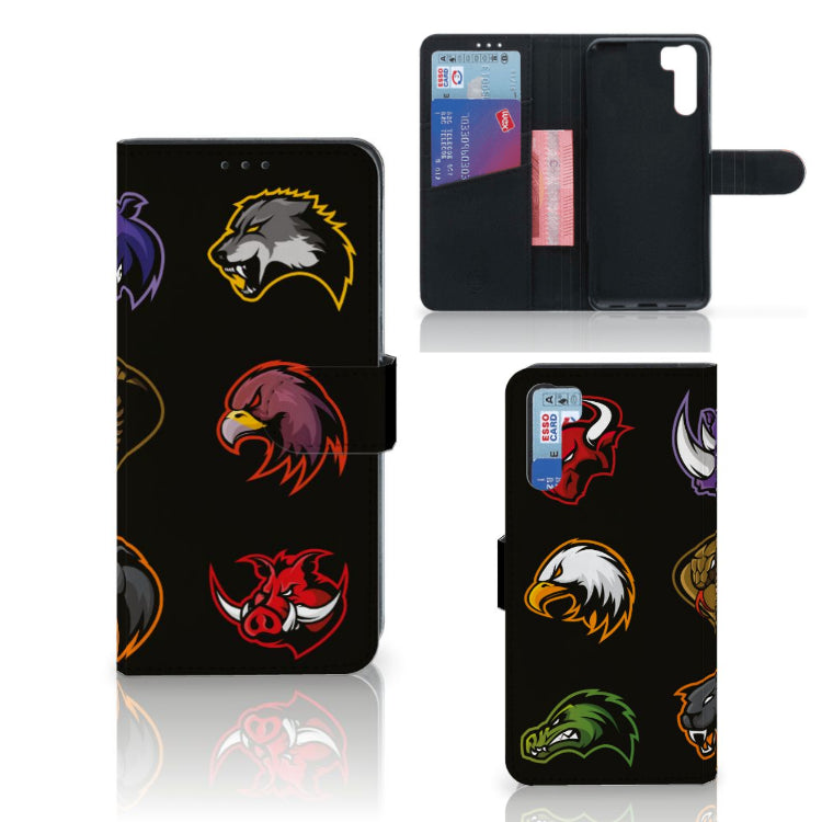 OPPO A91 | Reno3 Leuk Hoesje Cartoon met diverse cartoonafbeeldingen van dieren.