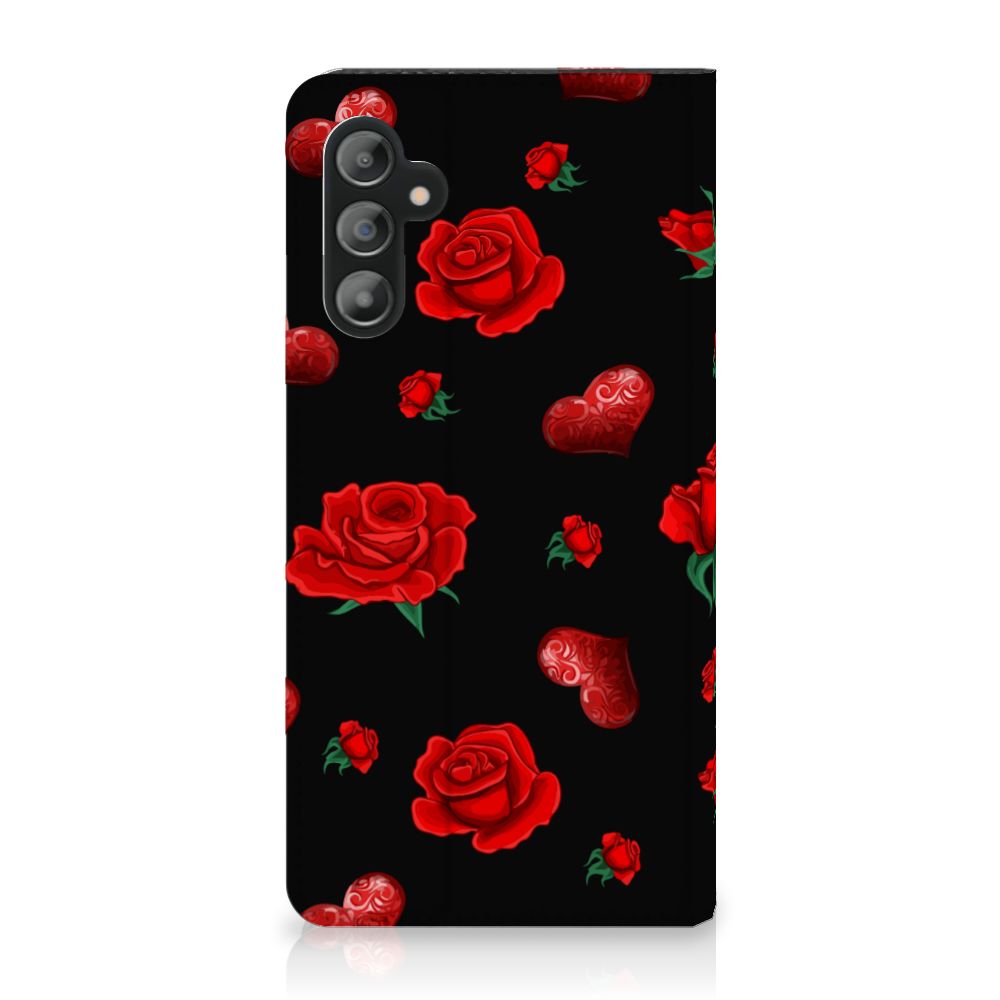 Samsung Galaxy A14 5G Magnet Case Valentine with red roses and hearts design.