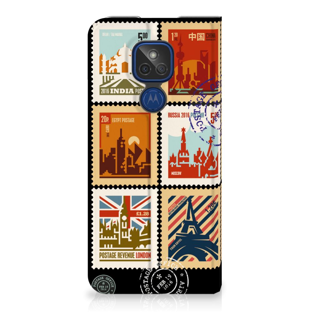 Motorola Moto G9 Play Book Cover Postzegels - B2C Telecom