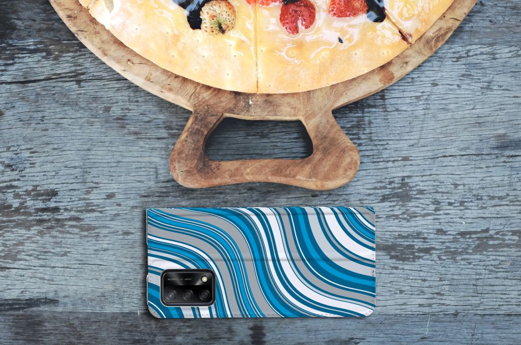 OPPO A74 4G Hoesje met Magneet Waves Blue