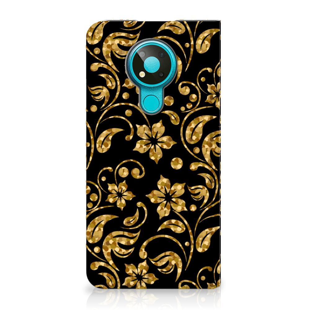 Nokia 3.4 Smart Cover Gouden Bloemen - B2C Telecom