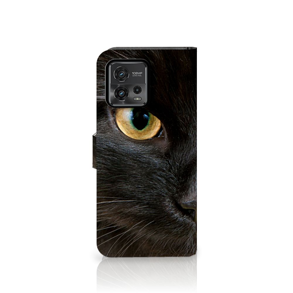 Motorola Moto G72 Telefoonhoesje met Pasjes Zwarte Kat