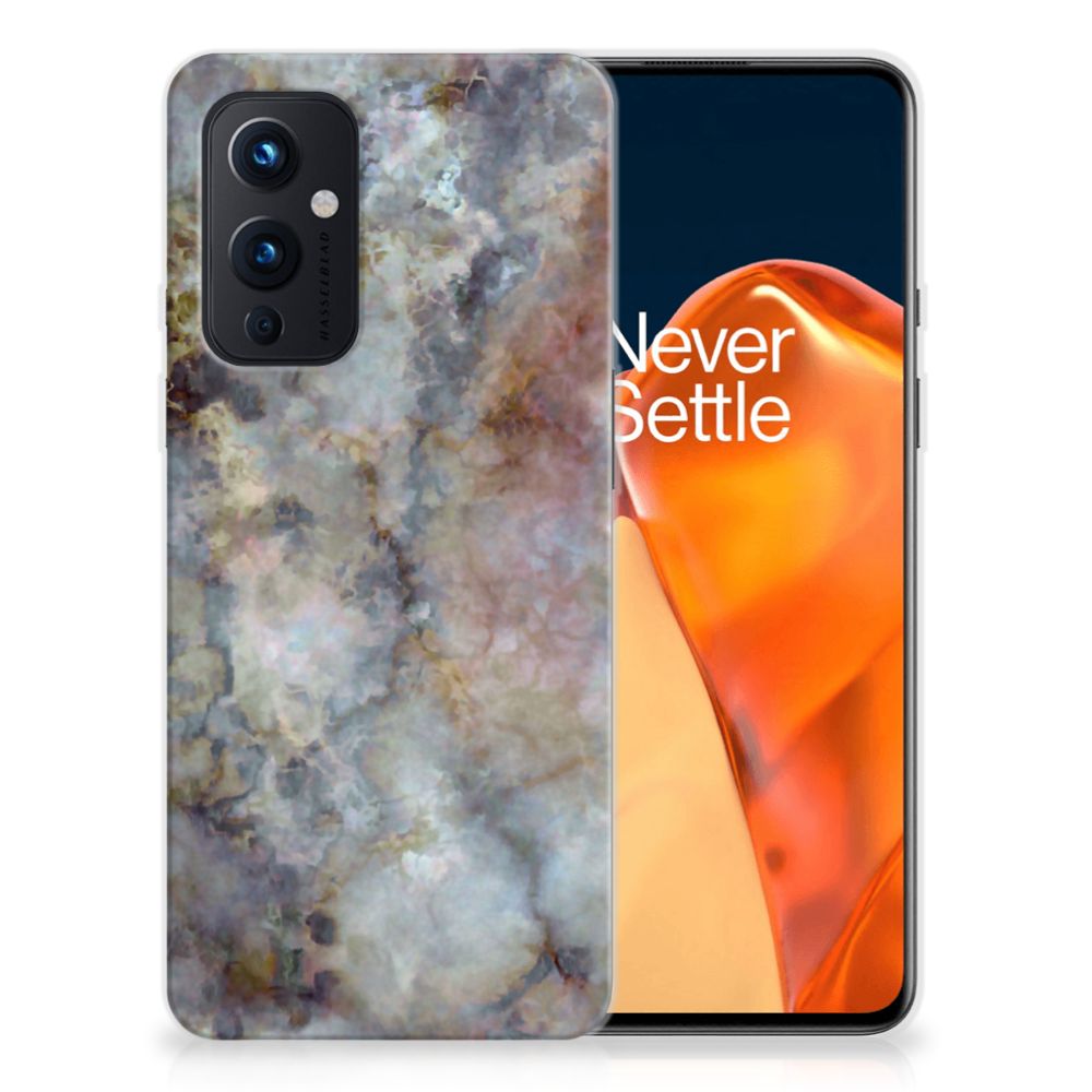 OnePlus 9 TPU Siliconen Hoesje Marmer Grijs