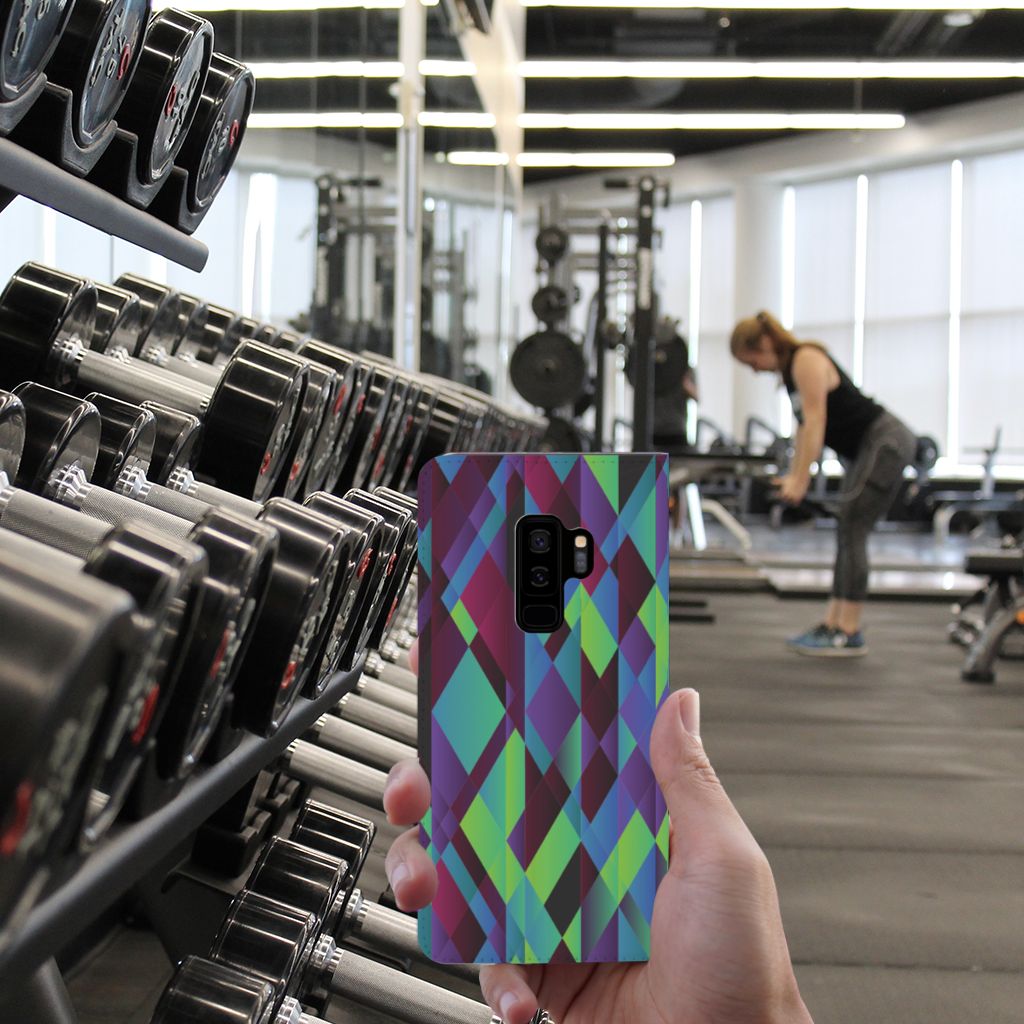 Samsung Galaxy S9 Plus Stand Case Abstract Green Blue