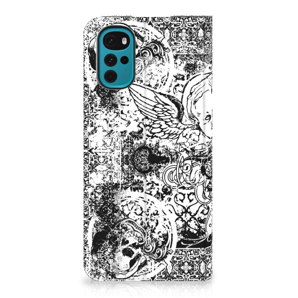 Mobiel BookCase Motorola Moto G22 Skulls Angel - B2C Telecom