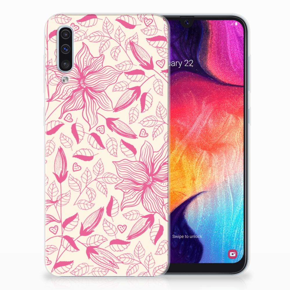 Samsung Galaxy A50 TPU Case Pink Flowers