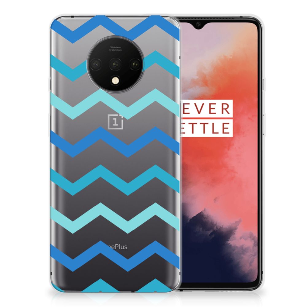 OnePlus 7T TPU bumper Zigzag Blauw