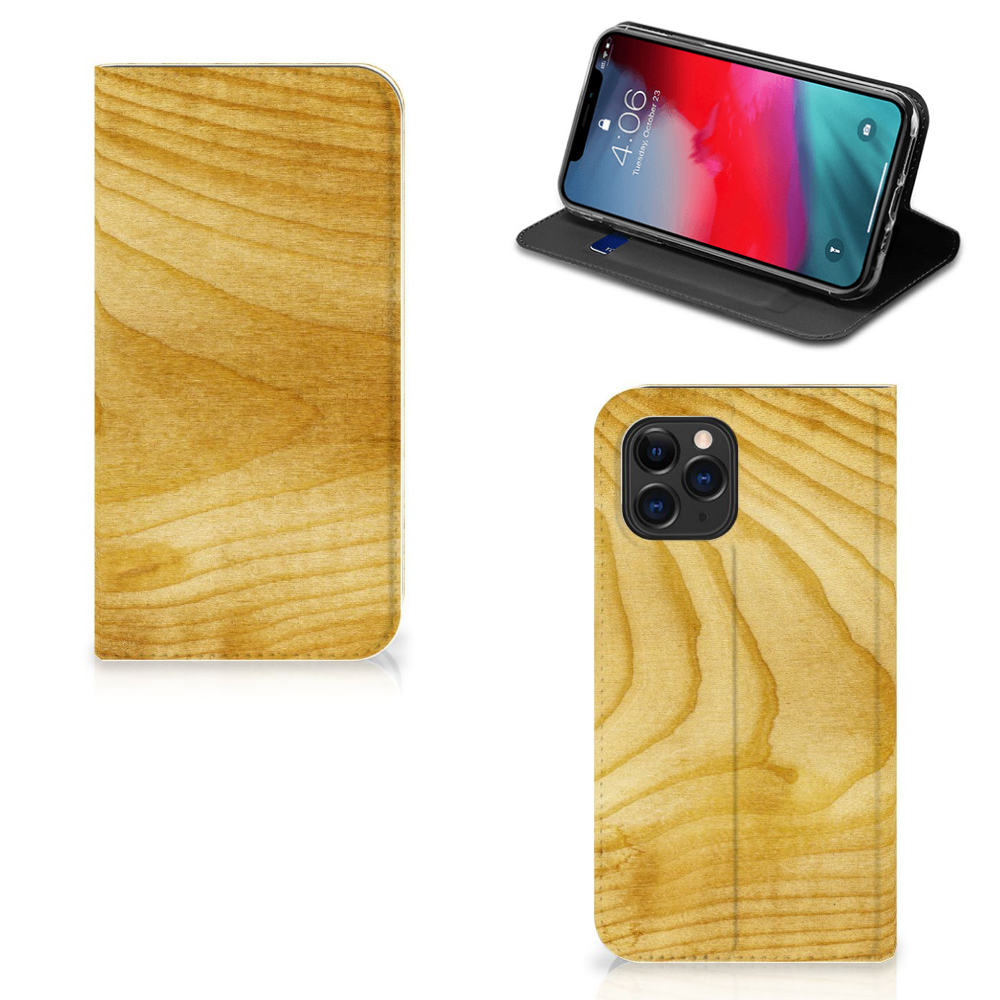 Apple iPhone 11 Pro Book Wallet Case Licht Hout