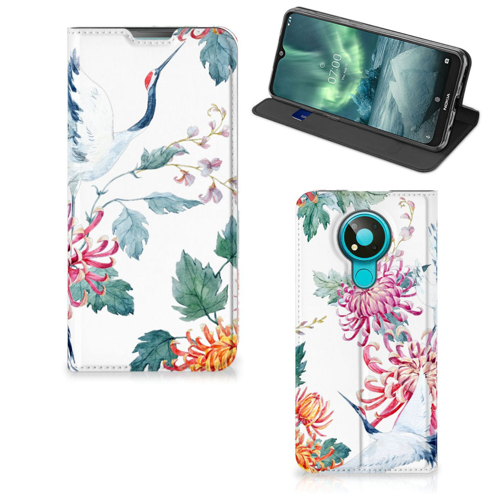 Nokia 3.4 Hoesje maken Bird Flowers