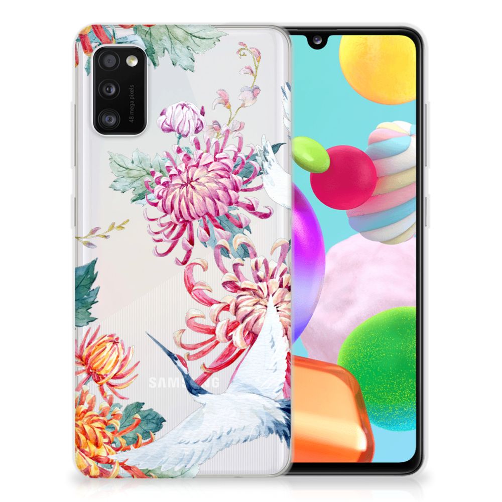 Samsung Galaxy A41 TPU Hoesje Bird Flowers