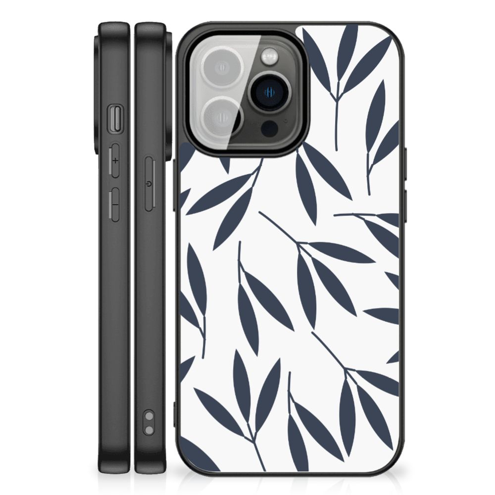 iPhone 13 Pro Max Bloemen Hoesje Leaves Blue B2C Telecom