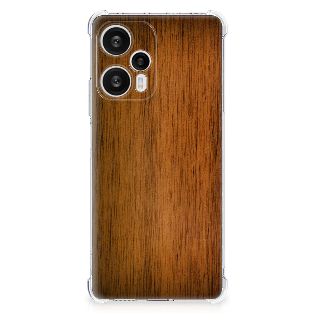 Xiaomi Poco F5 Stevig Telefoonhoesje Donker Hout