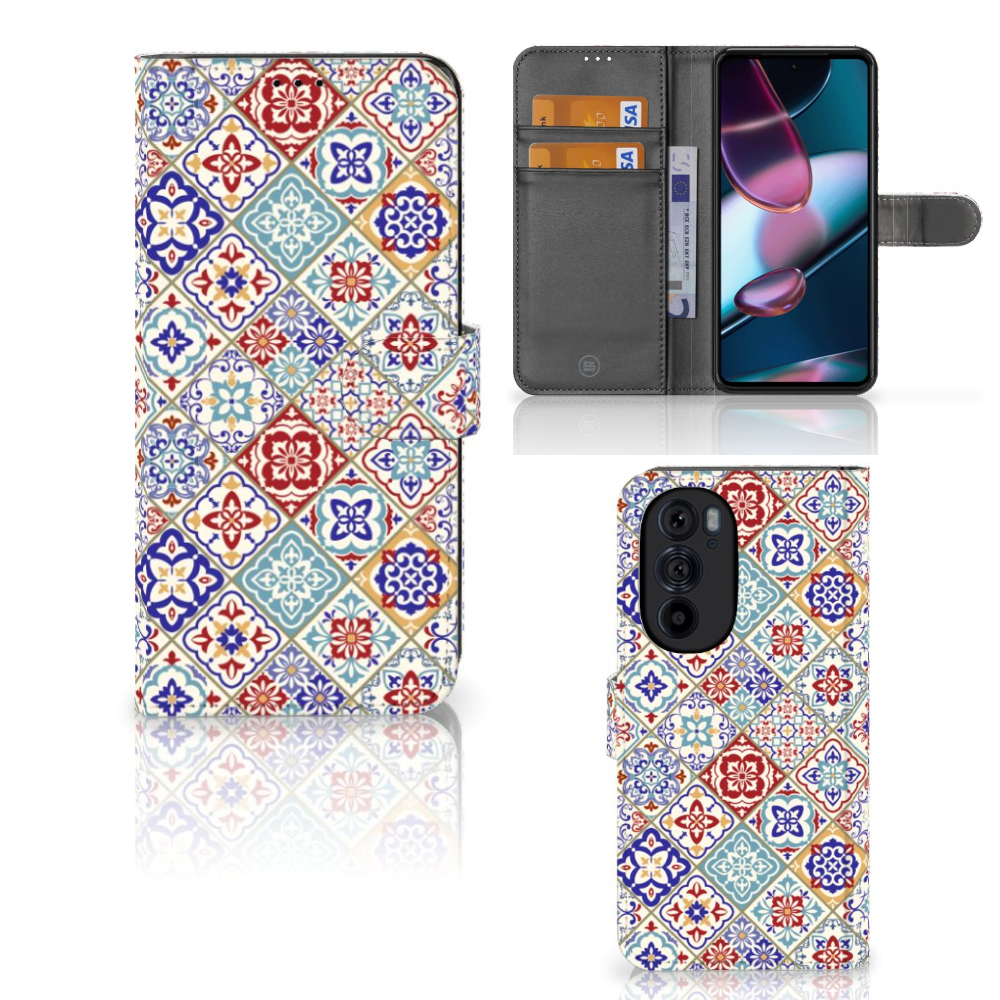 Motorola Edge 30 Pro Bookcase Tiles Color