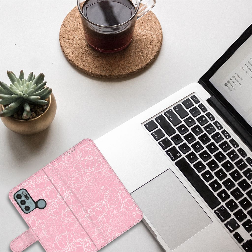 Motorola Moto G60s Hoesje White Flowers