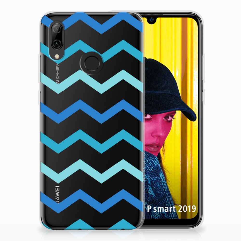 Huawei P Smart 2019 TPU bumper Zigzag Blauw