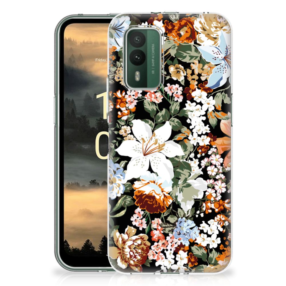 TPU Case voor Nokia XR21 Dark Flowers